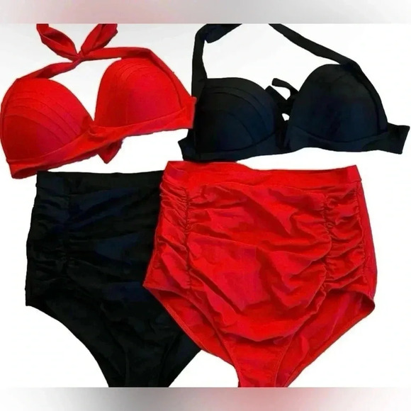 2 Plus Size High Waisted Bikinis Sets- Red And Black

Size XXXL fits size 12-16 - Picture 1 of 8